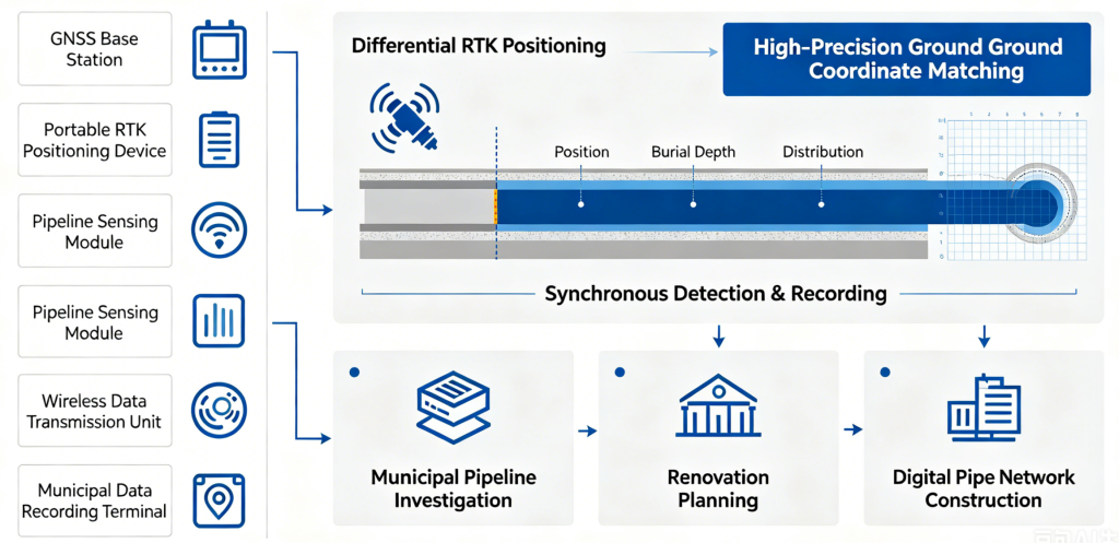 Municipal Pipe Network: Underground Pipeline Detection RTK Equipment