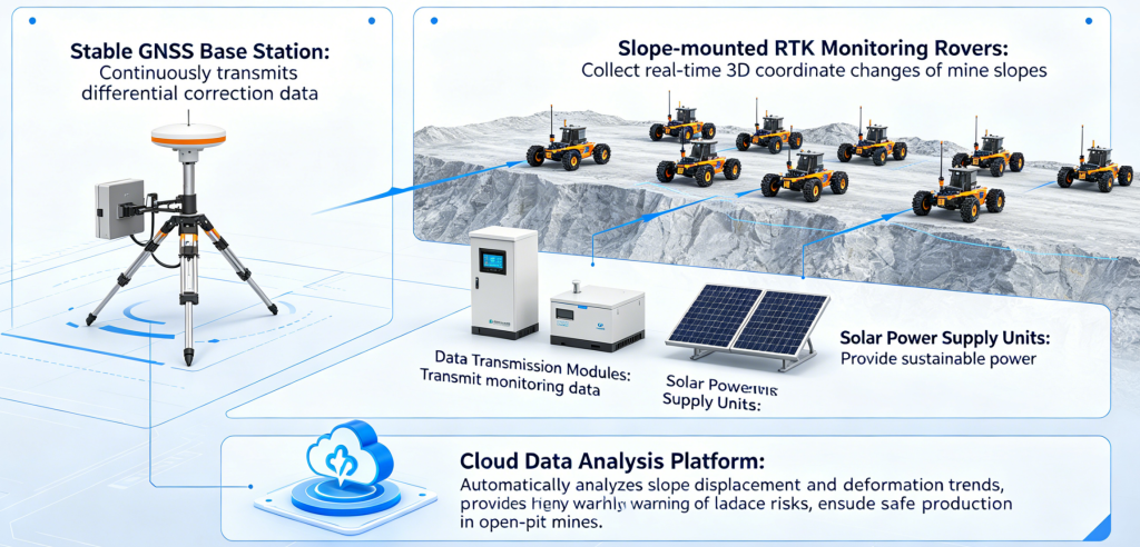 Mining Industry: Open-Pit Mine Slope RTK Monitoring Station